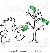 Vector Illustration of a Guy Grabbing Cash from a Money Tree by Mascot Junction