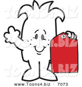 Vector Illustration of a Guy Holding a Price Tag by Mascot Junction