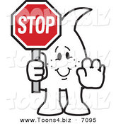 Vector Illustration of a Guy Holding a Stop Sign by Mascot Junction
