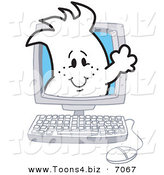 Vector Illustration of a Guy on a Computer Screen by Mascot Junction