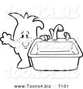 Vector Illustration of a Guy Standing by a Kitchen Sink by Mascot Junction