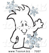 Vector Illustration of a Guy with Snowflakes by Mascot Junction