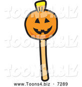 Vector Illustration of a Halloween Pumpkin Cake Pop Dessert by Mascot Junction
