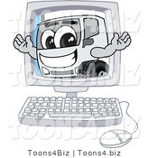 Vector Illustration of a Happy Cartoon Delivery Truck Mascot on a Computer Screen by Mascot Junction