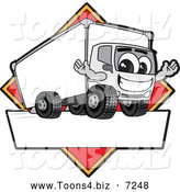 Vector Illustration of a Happy Delivery Big Rig Truck Mascot Character Sign or Logo with a Red Diamond by Mascot Junction