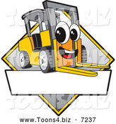 Vector Illustration of a Happy Forklift Mascot Character Sign or Logo by Mascot Junction