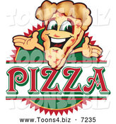 Vector Illustration of a Happy Pizza Mascot Character Sign or Logo 2 by Mascot Junction