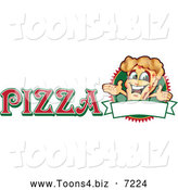 Vector Illustration of a Happy Pizza Mascot Character Sign or Logo 3 by Toons4Biz