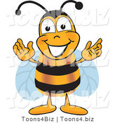 Vector Illustration of a Honey Bee Mascot Greeting with Open Arms by Toons4Biz