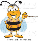 Vector Illustration of a Honey Bee Mascot Holding a Pointer Stick by Mascot Junction