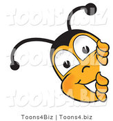 Vector Illustration of a Honey Bee Mascot Peeking His Head Around a Corner by Mascot Junction