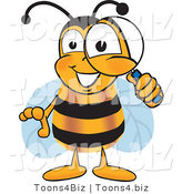 Vector Illustration of a Honey Bee Mascot Peeking Through a Magnifying Glass by Mascot Junction