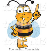Vector Illustration of a Honey Bee Mascot Pointing Upwards by Toons4Biz