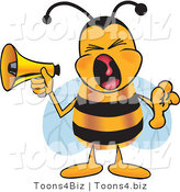 Vector Illustration of a Honey Bee Mascot Screaming into a Megaphone by Toons4Biz