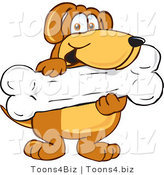 Vector Illustration of a Hound Dog Mascot Holding a Big Doggy Bone Treat by Mascot Junction
