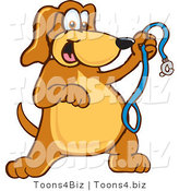 Vector Illustration of a Hound Dog Mascot Holding a Leash, Ready for a Walk by Mascot Junction