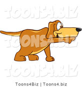 Vector Illustration of a Hound Dog Mascot Pointing While Sniffing Something out by Mascot Junction