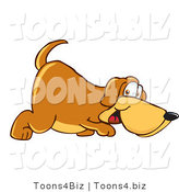 Vector Illustration of a Hound Dog Mascot Sniffing the Ground by Mascot Junction