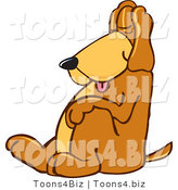 Vector Illustration of a Hound Dog Mascot, Tired and Worn Out, Sleeping While Sitting up by Mascot Junction