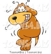 Vector Illustration of a Hound Dog Mascot Trying to Hold It In, but Has to Go Pee by Mascot Junction