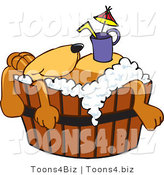 Vector Illustration of a Hound Dog Mascot with a Drink on His Belly, Taking a Bath by Mascot Junction