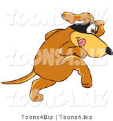 Vector Illustration of a Hound Dog Mascot with a Mask over His Eyes, Being Sneaky by Mascot Junction