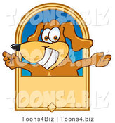 Vector Illustration of a Hound Dog Mascot with Open Arms on a Banner by Mascot Junction