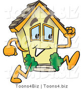 Vector Illustration of a Mobile Cartoon Home Mascot Running Fast by Mascot Junction
