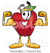 Vector Illustration of a Red Apple Mascot Flexing His Arm Bicep Muscles by Toons4Biz