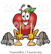 Vector Illustration of a Red Apple Mascot Lifting a Heavy Barbell by Toons4Biz