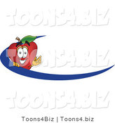 Vector Illustration of a Red Apple Mascot Logo Name Tag with a Blue Dash by Mascot Junction