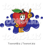 Vector Illustration of a Red Apple Mascot Logo with Blue Paint Splatters by Mascot Junction