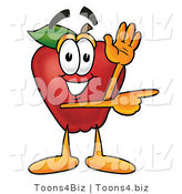 Vector Illustration of a Red Apple Mascot Waving and Pointing to the Right by Mascot Junction