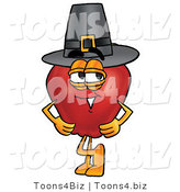 Vector Illustration of a Red Apple Mascot Wearing a Pilgrim Hat on Thanksgiving by Mascot Junction