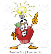 Vector Illustration of a Red Apple Mascot with a Bright Idea by Mascot Junction