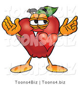 Vector Illustration of a Red Apple Mascot with His Heart Beating out of His Chest and Eyebrows Raised by Mascot Junction