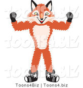 Vector Illustration of a Red Fox Mascot Flexing His Arm Muscles by Toons4Biz