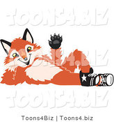 Vector Illustration of a Red Fox Mascot Lying on His Back and Waving by Mascot Junction