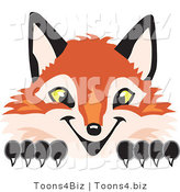 Vector Illustration of a Red Fox Mascot Peeking by Mascot Junction
