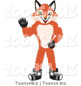 Vector Illustration of a Red Fox Mascot Waving by Mascot Junction