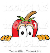 Vector Illustration of a Red Hot Chili Pepper Mascot Scared, Peeking over a Surface by Mascot Junction