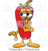 Vector Illustration of a Red Hot Chili Pepper Mascot Whispering and Gossiping by Mascot Junction