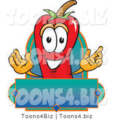 Vector Illustration of a Red Hot Chili Pepper Mascot with a Blank Label by Mascot Junction