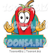 Vector Illustration of a Red Hot Chili Pepper Mascot with a Blank Label by Toons4Biz