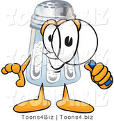 Vector Illustration of a Salt Shaker Mascot Looking Through a Magnifying Glass by Toons4Biz