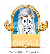 Vector Illustration of a Salt Shaker Mascot on a Blank Tan Label, Logo or Sign by Mascot Junction