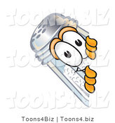 Vector Illustration of a Salt Shaker Mascot Peeking Around a Corner by Toons4Biz
