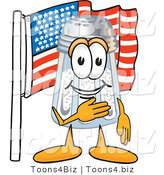 Vector Illustration of a Salt Shaker Mascot Pledging Allegiance to an American Flag by Toons4Biz