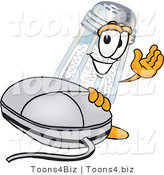 Vector Illustration of a Salt Shaker Mascot with a Computer Mouse by Toons4Biz