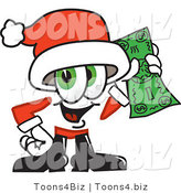 Vector Illustration of a Santa Mascot Holding a Dollar Bill by Mascot Junction